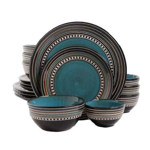Dinnerware Set 16-Piece Casual Colorful Blue Earthenware (Service for 4)